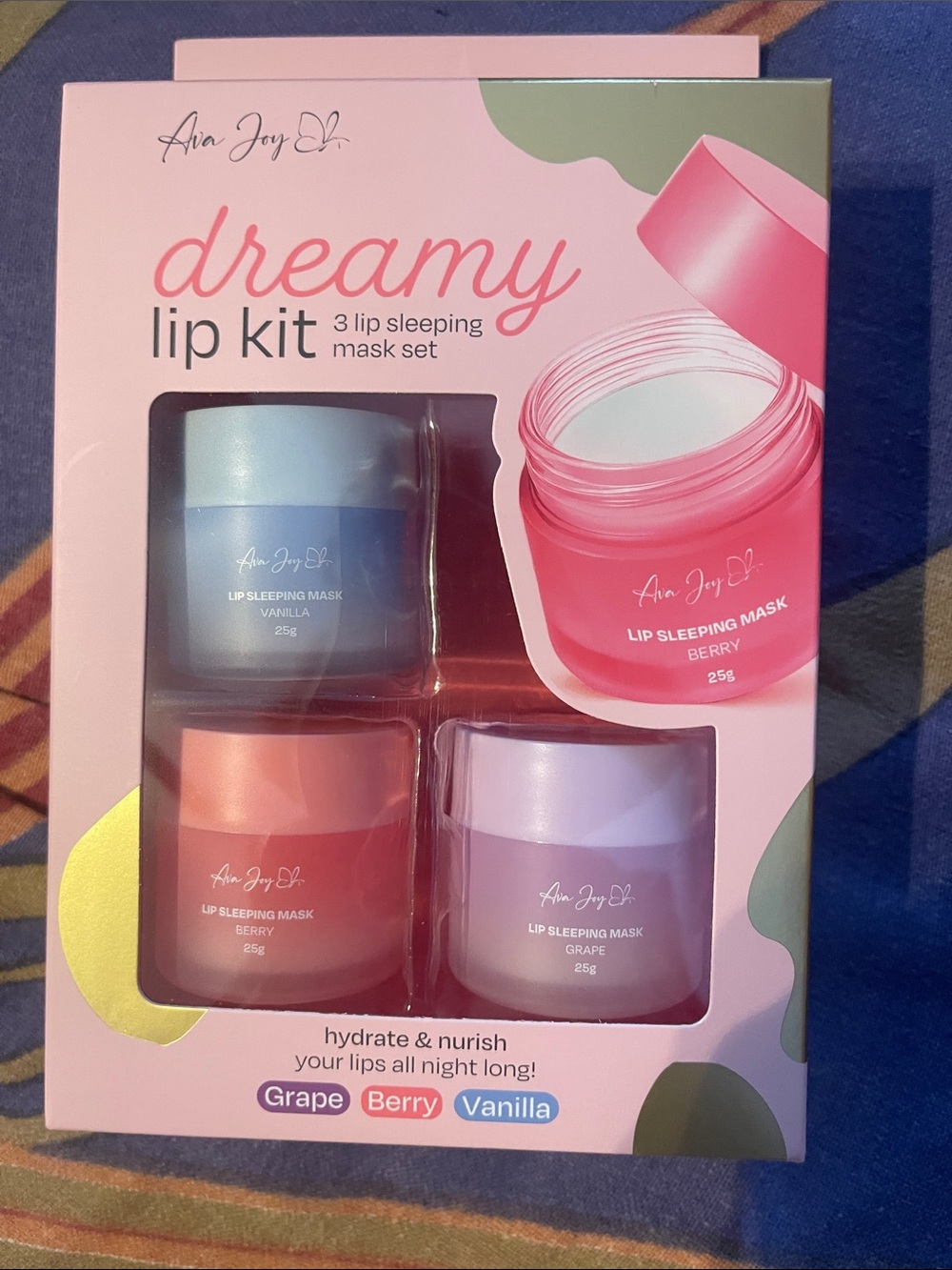 Ava Joy Dreamy Lip Kit — Berry, Grape & Vanilla Hydrating Masks